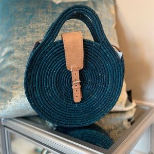 Small Round Crossbody Straw Bag